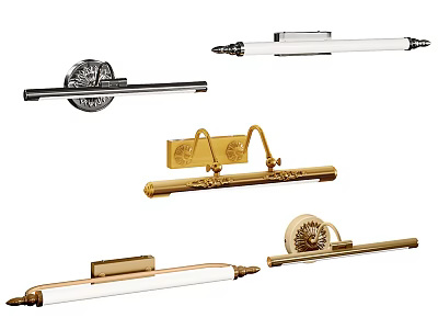 Stylish Wall Sconces with Modern and Classic Designs in Brass and Chrome Finishes 3d model