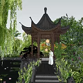 Hexagonal pavilion Chinese pavilion 3d model