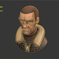 Game Movie Character 3D Model Red Short Hair Serious Expression Yellow Collar Jacket Red Turtleneck