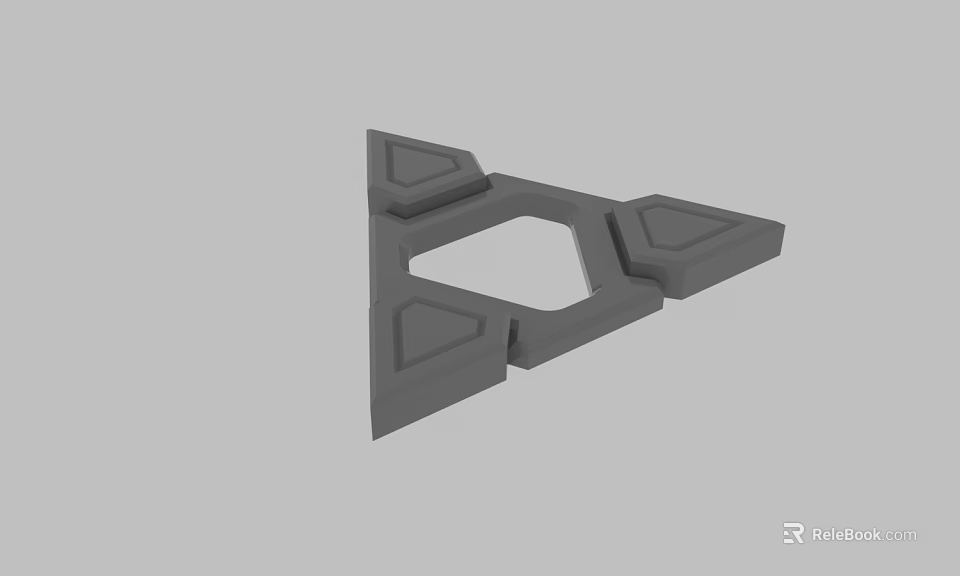 Gray Geometric 3D Model With Triangular Structure And Hollow Center Panel Design 3d model 