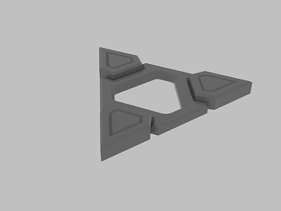Gray Geometric 3D Model With Triangular Structure And Hollow Center Panel Design 3d model