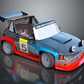 BILOY RACING Blue Red Number 5 Racing Car With Spoiler And Wheels