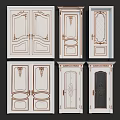 Elegant Decorative Swing Doors Featuring Classical Carvings And Various Panel Designs 3d model
