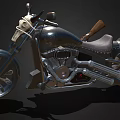 Vintage Motorcycle With Leather Seat Chrome Details Skull Decoration And Large Wheels