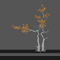 Modern Decorative Ornament Set With White Trunk And Golden Leaves For Home Decor