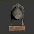 Unique Pig Shaped Piggy Bank Decorative Ornament Set With Textured Design And Wooden Base