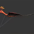 Colorful Paper Bird Model With Orange Red Wings And Wire Stand On White Background