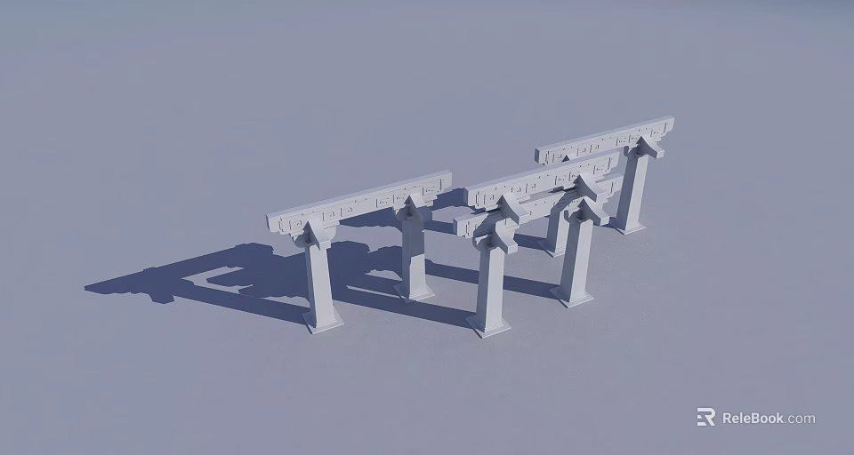 Garden Landscape With Traditional Chinese Archway Structures Featuring Stone Pillars And Classic Design 3d model 