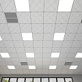 Modern White Grid Patterned Ceiling With Recessed Lights And Ventilation Grilles 3d model
