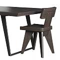 Modern Wooden Dining Table Set With Unique Chair Design And Metal Frame