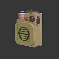 Beige Portable Speaker with Vintage Metal Knobs and Grille Design for Retro Style