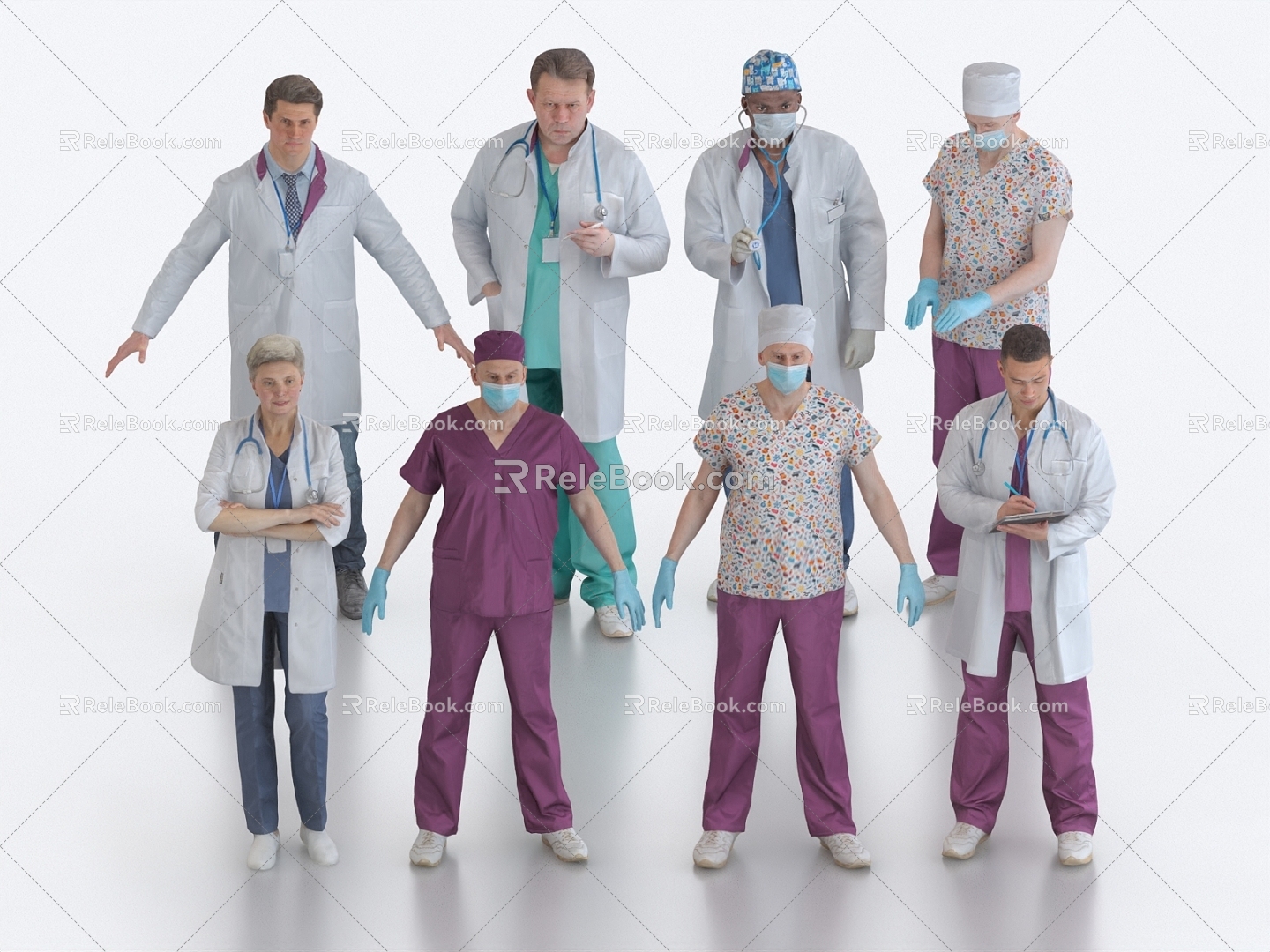 Doctors, nurses, attending doctors, surgeons, medical staff, medical staff, many people 3d model