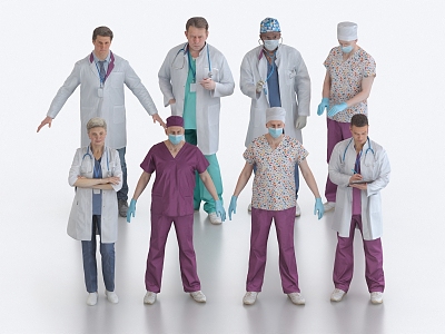 Doctors, nurses, attending doctors, surgeons, medical staff, medical staff, many people 3d model