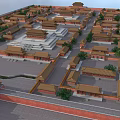 Traditional Chinese Ancient Architecture With Red Walls Golden Roofs And Symmetrical Courtyard Layout