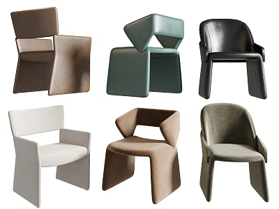 Modern Single Chair Collection with Geometric Design and Various Color Options 3d model
