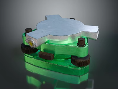 Green Hardware Tool With Metal Circular Top And Bolt Fixing Components 3d model