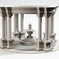 Decorative Stone Garden Ornament Featuring Columns And Central Fountain Design