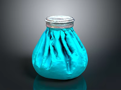 Blue Pleated Storage Jar With Silver Lid For Stylish Home Organization 3d model