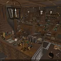 Vintage Bookstore Interior With Wooden Shelves Counters Chandeliers And Staircase Rug