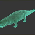 Realistic Green Crocodile 3D Model With Detailed Skin Texture And Open Mouth