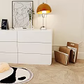 Modern White Dressing Table Interior With Mirror Chair Lamp And Decorative Drawers