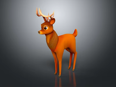 Cartoon Deer Character 3D Model With Orange Fur And Antlers 3d model