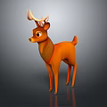 Cartoon Deer Character 3D Model With Orange Fur And Antlers