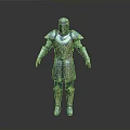 Detailed Medieval Knight Armor With Shiny Metallic Silver And Blue Helmet Chest Plate Standing Pose