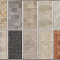 Various Floor Tiles Featuring Different Colors Textures Stone Like Finishes and Herringbone Patterns 3d model