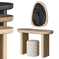 Modern Dressing Table Interior Design With Oval Mirror Upholstered Stool And Decorative Balls 3d model
