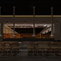 Modern Restaurant Interior With Unique Wall Display And Warm Ambient Lighting Design