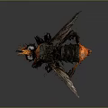 3D Rendered Mechanical Insect with Detailed Wings Metallic Body Spiky Legs and Orange Accents