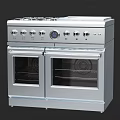 Stainless Steel Double Oven Gas Range Cooker With Control Knobs And Glass Doors 3d model