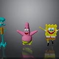 SpongeBob SquarePants Patrick Star And Squidward Tentacles Cartoon Character Figurines Standing Together