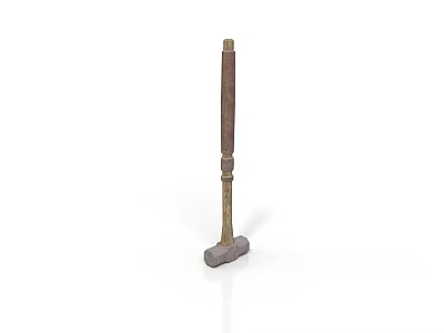 Durable Hammer With Wooden Handle And Metal Head As Construction Equipment 3d model