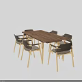 Elegant Modern Dining Table Set With Solid Wood Tabletop And Metal Leg Upholstered Chairs 3d model