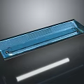 Blue Rectangular Transparent Tray With Striped Pattern And Glossy Surface On Dark Background 3d model