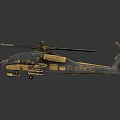 Golden Metallic Helicopter Model With Rotor Blades And Mechanical Structure Display Design