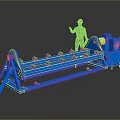 Blue Industrial Conveyor Equipment With Human Figure For Scale Reference 3d model