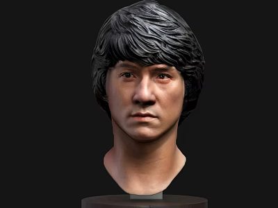 Decorative Figurine Combination with Bust Sculpture and Stable Display Base 3d model