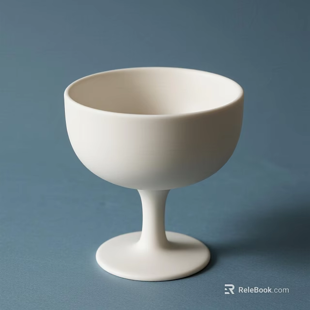 Elegant White Ceramic Goblet With Simple Design And Smooth Surface On Blue Background 3d model 