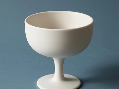 Elegant White Ceramic Goblet With Simple Design And Smooth Surface On Blue Background 3d model