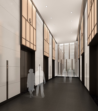 modern elevator hall 3d model