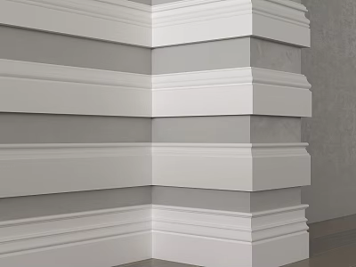 Modern Interior With White Gypsum Cornice On Gray Wall Corner Details 3d model
