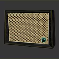 Classic Vintage Radio Design With Black Wooden Frame Gold Mesh Panel And Control Knob