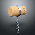 Modern Corkscrew With Corkey Cork Top Metal Ring And Spiral Design 3d model