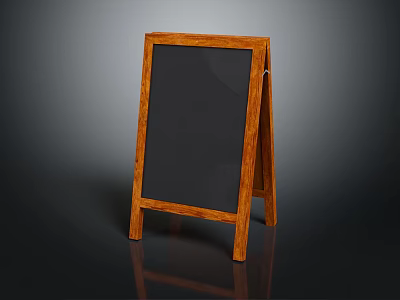 Practical Standing Blackboard Easel With Wooden Frame Simple Design For Daily Use 3d model
