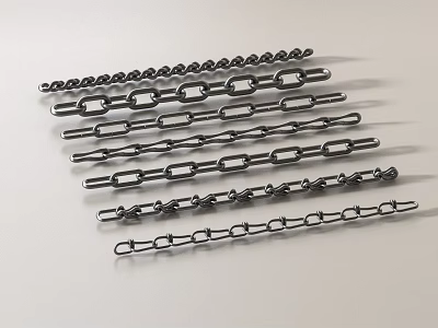 Variety Of Metal Chains Displayed On Light Background 3d model