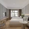Hotel Room Modern Design With King Size Bed White Bedding And Wooden Flooring