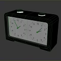 Modern Black Alarm Clock With Dual White Dials And Sleek Design
